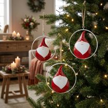 Artikel Weihnachtsanhänger Metall Wichtel Ø16cm Rot Weiss 3 Stück