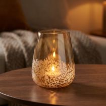 Artikel Windlicht Glas Braun Weiss Ø10 cm Teelichthalter