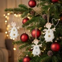 Artikel Weihnachtsengel aus Holz mit Herz und Wolkenkleid 14,5 cm 8-teilig