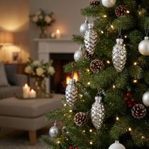 Artikel Weihnachtszapfen Glas 6,5 cm Silber Matt und Glänzend 10 Stück