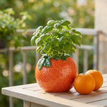 Artikel Mediterrane Keramik-Vase in Orange als Blumentopf Ø9cm für Tisch- und Fensterbankdekoration