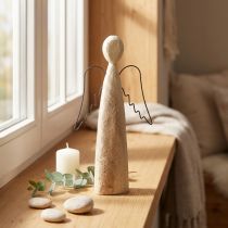 Artikel Holzengel Natur Schutzengel Holz Figur modern H27,5cm