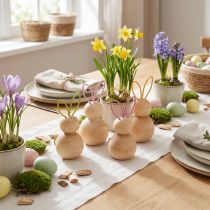 Artikel Dekorationsfigur aus Holz, Hase mit Drahtohren, 11 cm, naturfarben, 4er-Set – Osterdekoration
