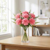 Artikel Künstliche Nelken Rosa-Pink 25 cm 7er Set aus Stoff und Kunststoff