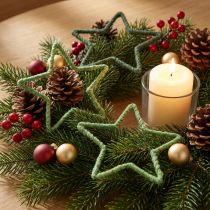 Artikel Sterne aus Jute Grün 15cm 8 Stück für Weihnachtsdekoration