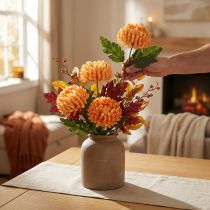 Artikel Künstliche Chrysantheme Orange Stoff Ø7 cm 18 cm 4 Stück