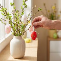 Artikel Ostereier aus Kunststoff mit Blümchen zum Aufhängen 6cm 12 Stück