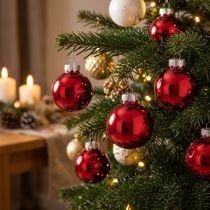 Artikel Weihnachtskugeln aus Glas, Rot, Ø 4 cm, 24 Stück