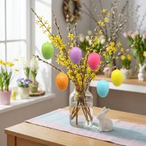 Artikel Bunte Kunststoff-Ostereier zum Hängen 6 cm, Set mit 12 Stück, florales Muster