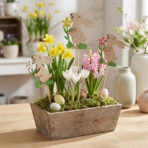 Artikel Blumenstecker aus Holz mit Hasenmotiv, 9 cm, 12 Stück, für Frühlings- und Blumendekoration