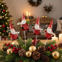 Artikel Weihnachtswichtel Dekostecker 7cm 4er-Set Keramik Rot-Weiss