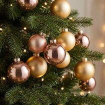 Artikel Weihnachtskugeln aus Echtglas Ø6 cm, Gold und Rosé, 24 Stück