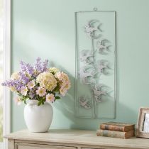 Artikel Wandschmuck aus Metall, Schwalben, H 47,5 cm, Weiss-Silbern, Shabby Chic