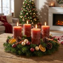 Artikel Durchgefärbte Stumpenkerzen aus Wachs, Rotbraun, 60×80 mm, 4er Set für Advent und Dekoration