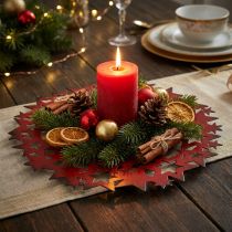 Artikel Weihnachtsteller Metall Rot Ø34cm mit Sternenmotiv