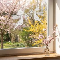 Artikel Dekofigur Fensterdeko Metallfee 15x10cm Weiss 2er-Set mit Jutekordel für Frühling