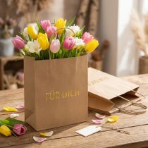 Artikel Papiertüten mit Henkel, 20×11×25cm, Natur/Gold, 6 Stück, Geschenkverpackung