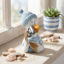 Artikel Maritime Dekofigur Möwe aus Polyresin Blau Weiss Silber 11 cm