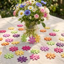 Artikel Streudeko Holzblumen 4 cm 72-teilig Bunt für Sommerdekoration