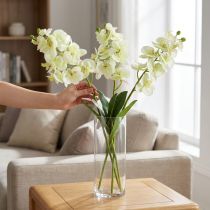 Artikel Hellgrüne künstliche Orchidee 56 cm, 6er-Set aus Kunststoff und Metall