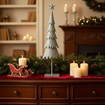 Artikel Deko-Tannenbaum aus Metall auf Standfuss mit Stern 74 cm für Innenbereich