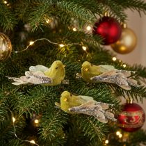 Artikel Weihnachtsdeko Vögel am Clip Grün Glitter 12cm, 6er-Set