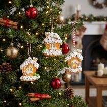 Artikel Christbaumschmuck Knusperhäuschen aus Kunststoff 9cm, 3 Stück sortiert