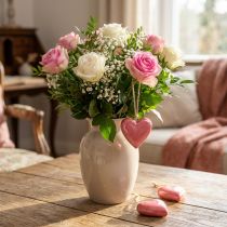 Artikel Holzhänger Holzherzen Rosa Glänzend 6 cm ø 8 Stück
