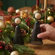 Artikel Engelfigur aus Metall Schwarz und Holz Natur, 15,5 cm, 2er-Set
