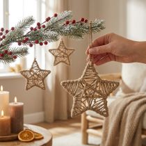 Artikel Deko-Sterne aus Jute Ø18 cm Natur 4er-Set zum Aufhängen