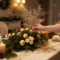 Artikel Künstlicher Zierfarn 54cm Champagner 2er-Set für Weihnachtsdekoration