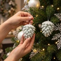 Artikel Tannenzapfen Dekoration zum Aufhängen Weiss Kunststoff 7cm 6 Stück