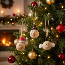 Artikel Schneemann Holzanhänger 5 cm natur für Weihnachtsdekoration 12 Stück
