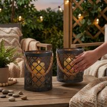 Artikel Windlicht Laterne Anthrazit Metall Ø16cm Set mit Glas