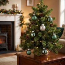 Artikel Mini Weihnachtskugeln Glas Grün Perlmuttgrau Ø3cm 22 St