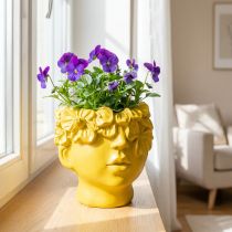Artikel Pflanzkopf Büste Polyresin Übertopf Gelb 13,5×13×14cm für Innenräume