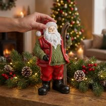 Artikel Weihnachtsmann Dekofigur mit Ski aus Polyresin 14×10,5×24,5cm Handbemalt