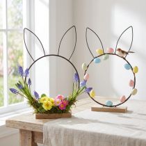 Artikel Hasen-Deko-Ring aus Metall und Holz, Schwarz, Ø 20 cm, 2 Stück, für Osterdekoration