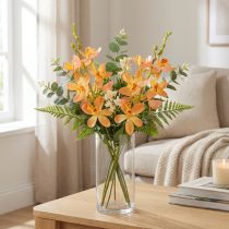 Artikel Künstlicher Orchideenzweig 8 Blüten Orange 38 cm 2er-Set