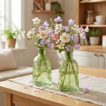Artikel Flaschenvase aus Glas mit Blütenzweigmotiv, Grün, H19 cm, 2 Stück