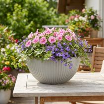Artikel Pflanzschale Kunststoff Grau Meliert Ø30cm mit Rillenstruktur für Innen- und Balkon