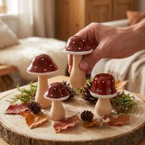 Artikel Deko-Fliegenpilze aus Holz FSC-zertifiziert Rotbraun 6,5/7 cm 4er-Set