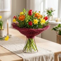 Artikel Straußmanschetten aus Sisal, rund, 20 cm, Rot und Beige, 8 Stück