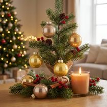 Artikel Mini-Christbaumkugeln aus Glas 3 cm Kupferbraun Orange Goldgelb 22er-Set