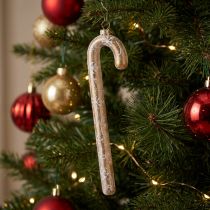 Artikel Zuckerstangen-Ornament aus Glas, 22 cm, Bronze und Weiss, Weihnachtsdekoration