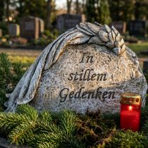 Artikel Grabschmuck Engelsflügel Kunststein Grau 16 cm mit Spruch 4 Stück