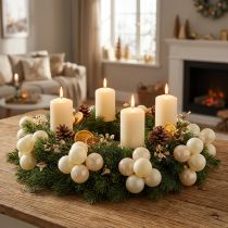 Artikel Mini Weihnachtskugeln Glas Creme Mix Matt Glänzend Ø40 mm 32 Stück