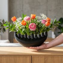 Artikel Keramik Vase Schwarz Abstrakt Schiff 15cm für Tischdekoration