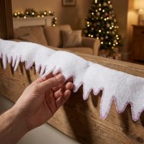 Artikel Eiszapfengirlande Schneevlies mit Glitzer 13×180 cm Weiss 3 Stück