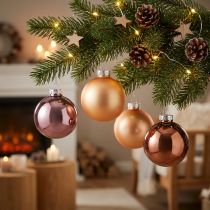 Artikel Weihnachtsbaumkugeln aus Glas Rosa Apricot Ø6cm 24 Stück